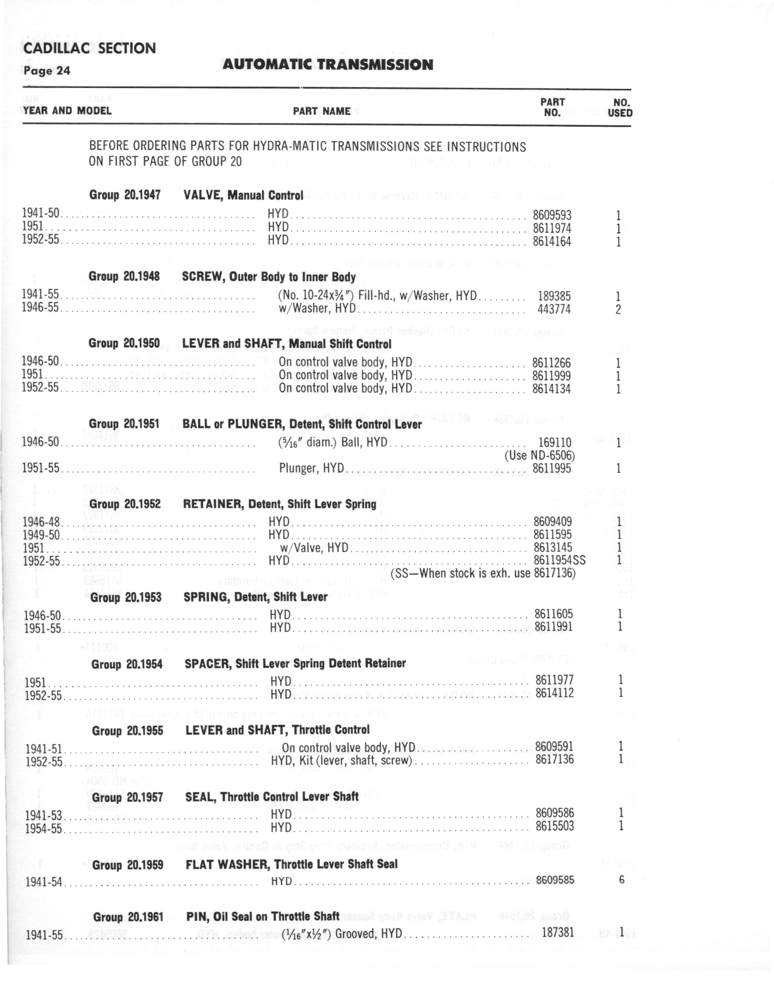 A3010 Automatic Transmission Parts Catalog HydraMatic, PowerGlide